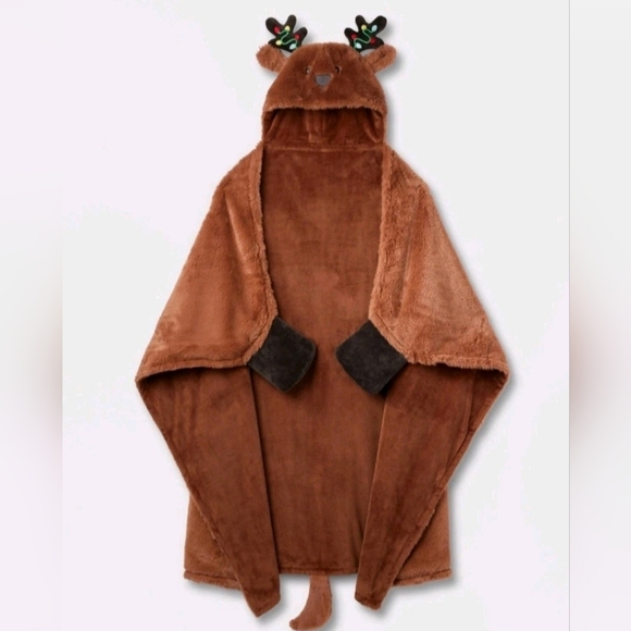Wondershop at Target Hooded Plush Reindeer Blanket Throw Brown 40" X 50" NWOT - Picture 5 of 7